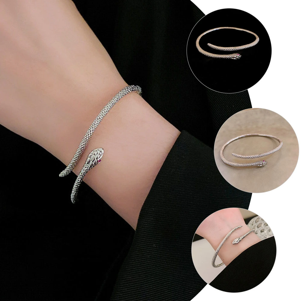 Snake Bangle Bracelet Opening Cuff Bangle Stylish Women Wrist Jewelry