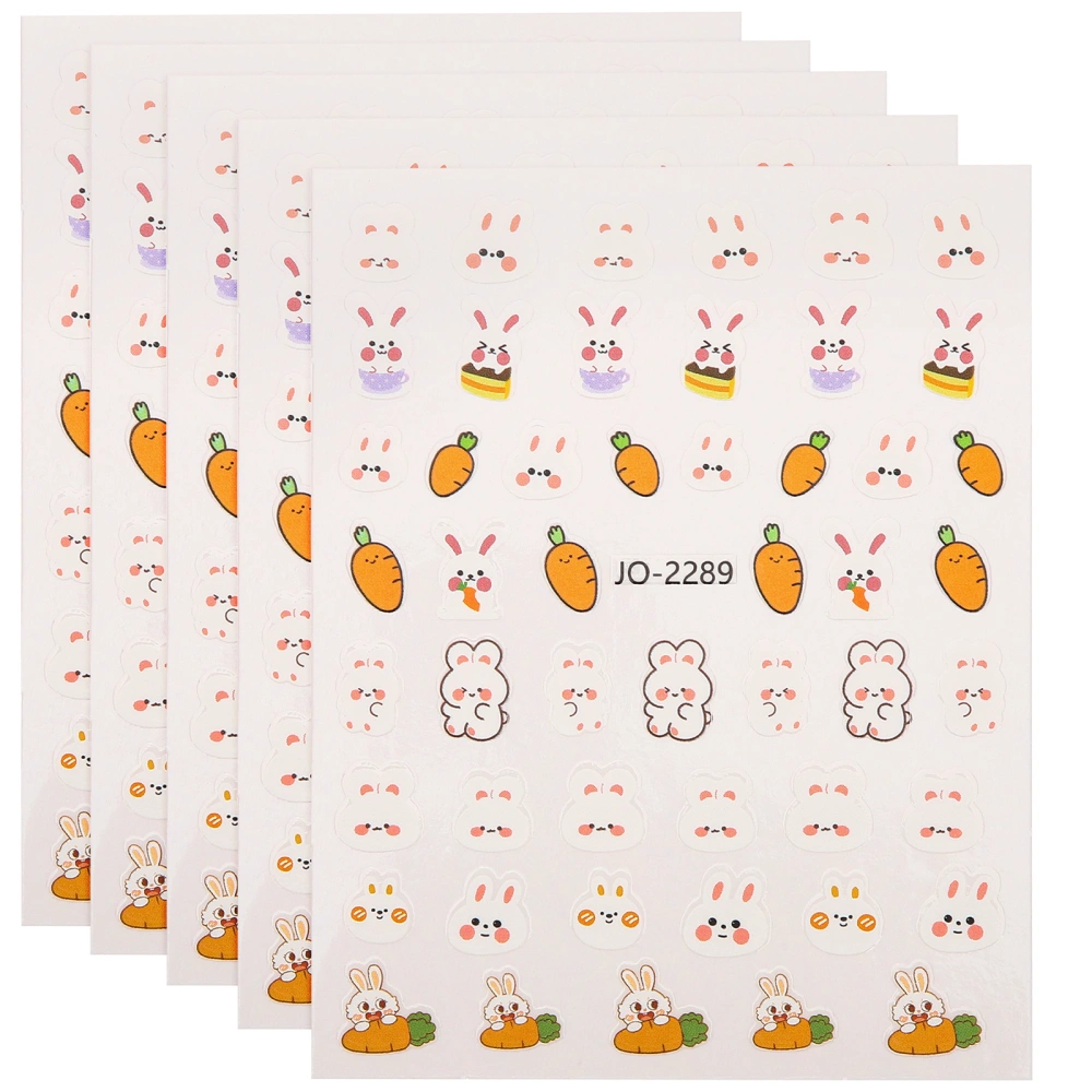 10 Sheets Easter Nail Art Stickers Decals Bunny Nail Stickers Self-Adhesive Nail Decals