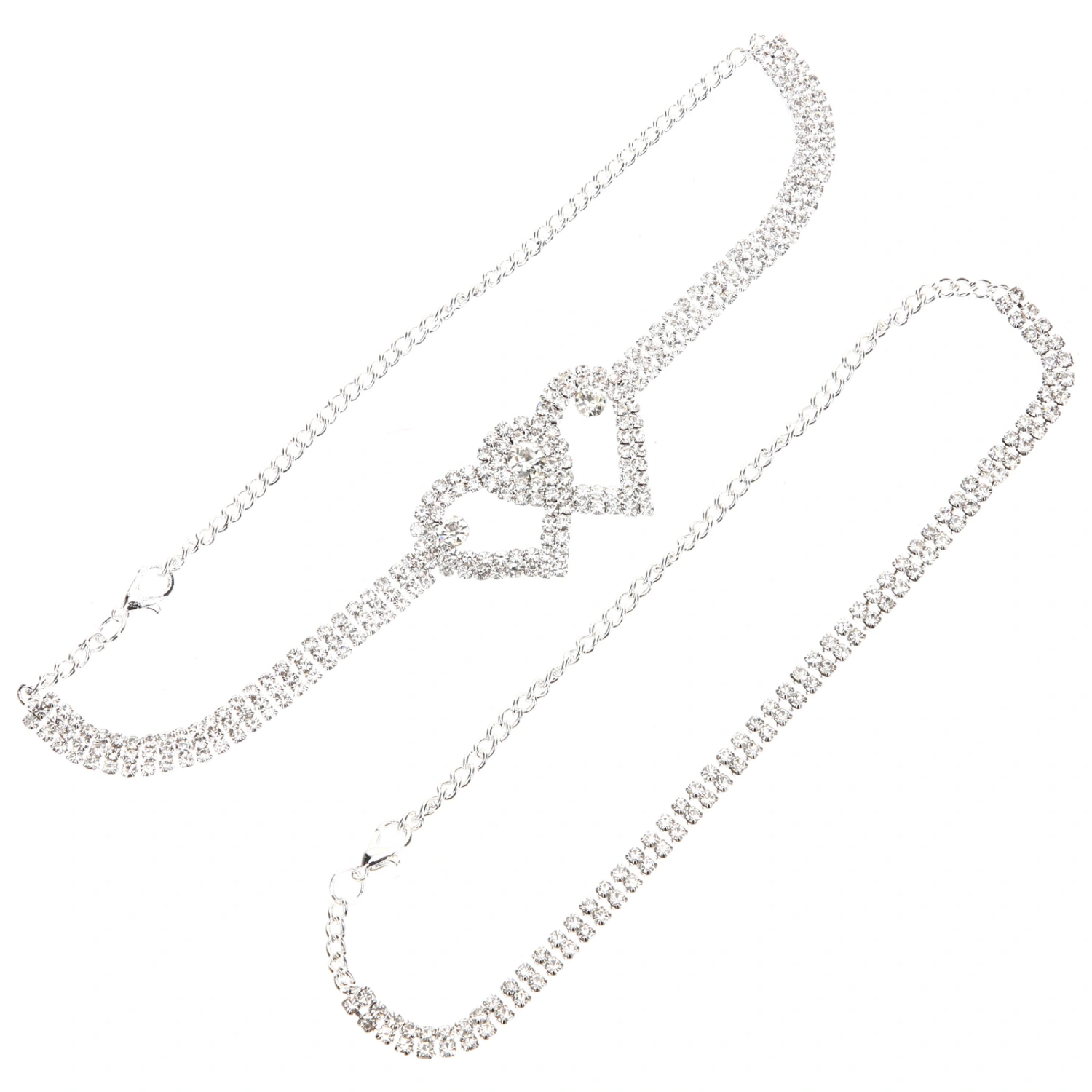 1 Set Rhinestones Ankle Bracelets Heart Ankle Bracelets Women Anklet Foot Jewelry