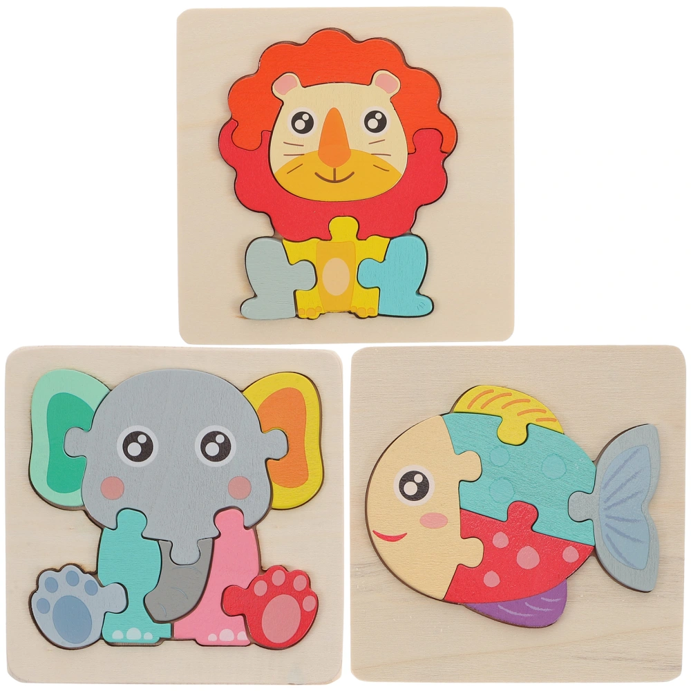 3pcs Early Education Puzzle Cartoon Crafts Classic Puzzle DIY Wooden Gift Home Decor