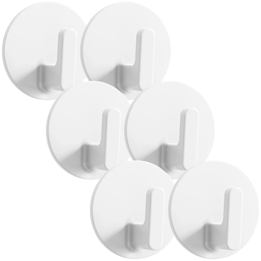 6 pcs White Adhesive Hooks Sticky Wall Hooks Bathroom Self Adhesive Hook for Key