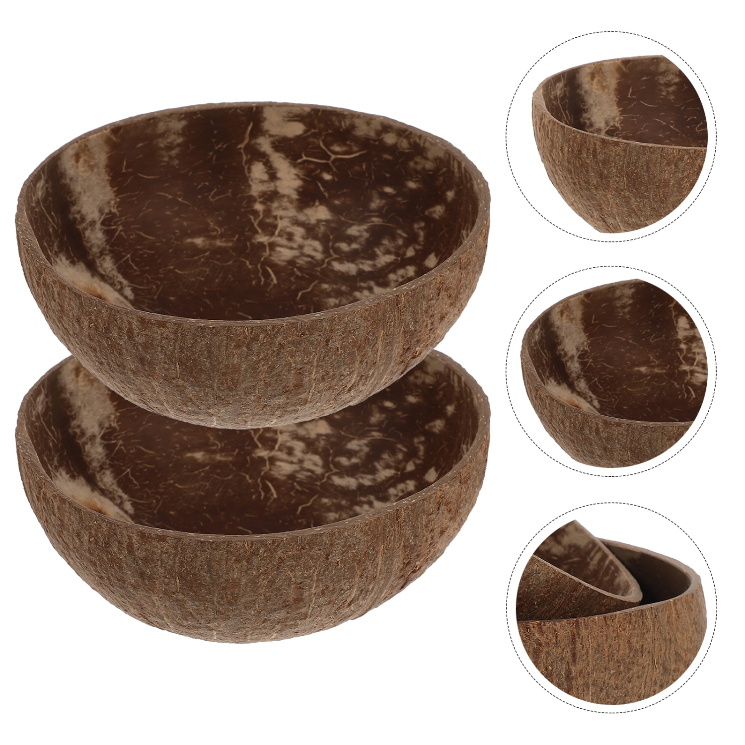 2pcs Coconut-shell Bowls Natural Coconuts Bowls Dessert Serving Bowls Fruit Holder