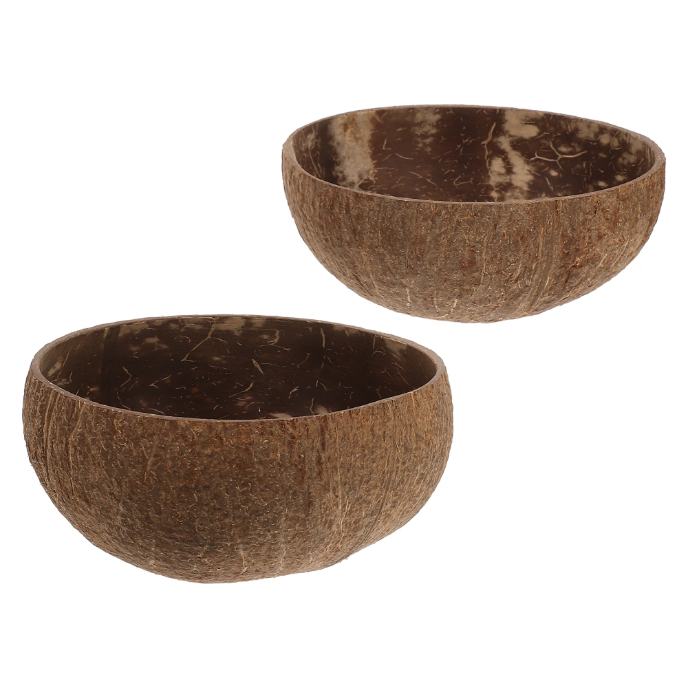 2pcs Coconut-shell Bowls Natural Coconuts Bowls Dessert Serving Bowls Fruit Holder