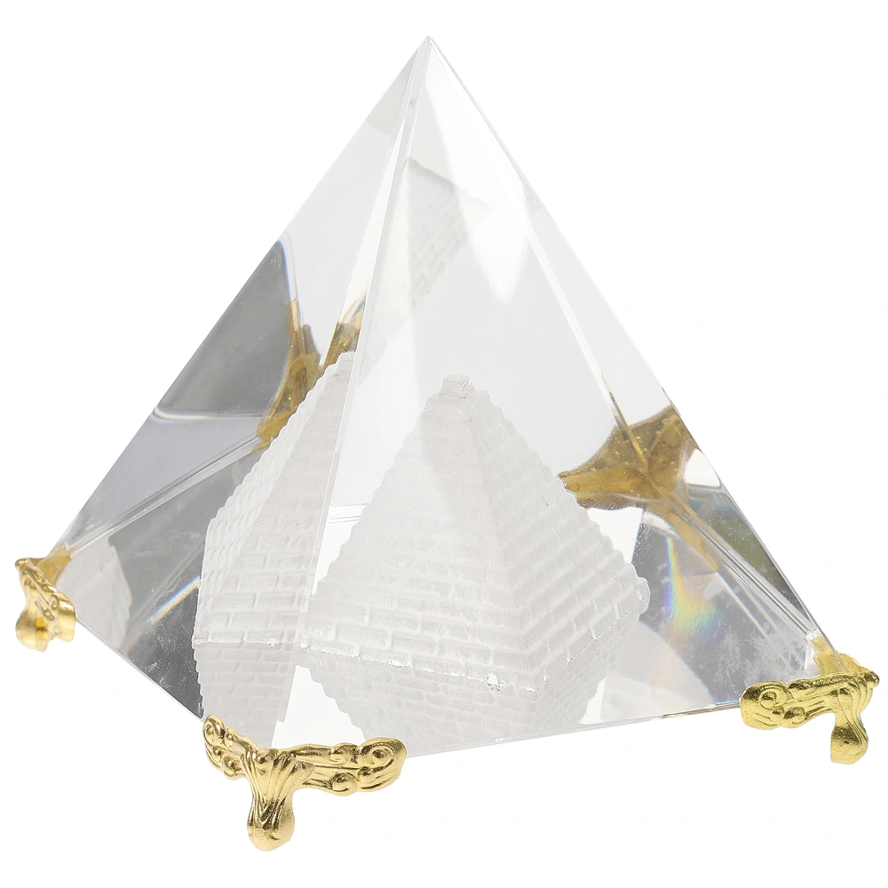 Exquisite Crystal Pyramid Model Desktop Decorative Egyptian Pyramid Decoration Photo Prop