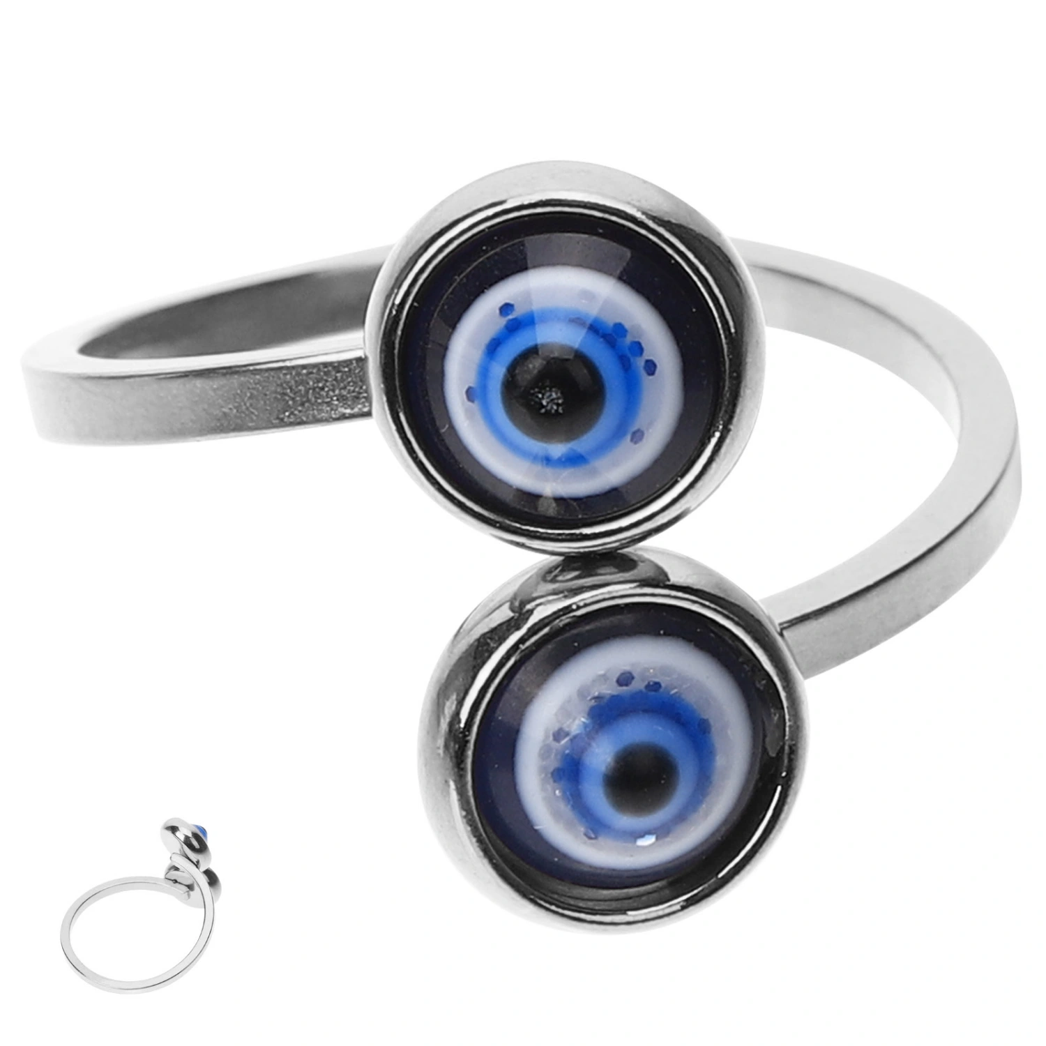 Evil Eye Finger Ring Open Band Wrap Ring Gothic Vintage Jewelry for Women Girls
