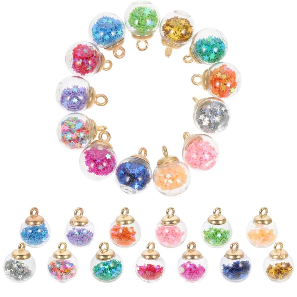 60pcs Glass Ball Charms Pendant with Stars Sequin for Necklace Bracelet Earring Jewelry Making Mixed Color