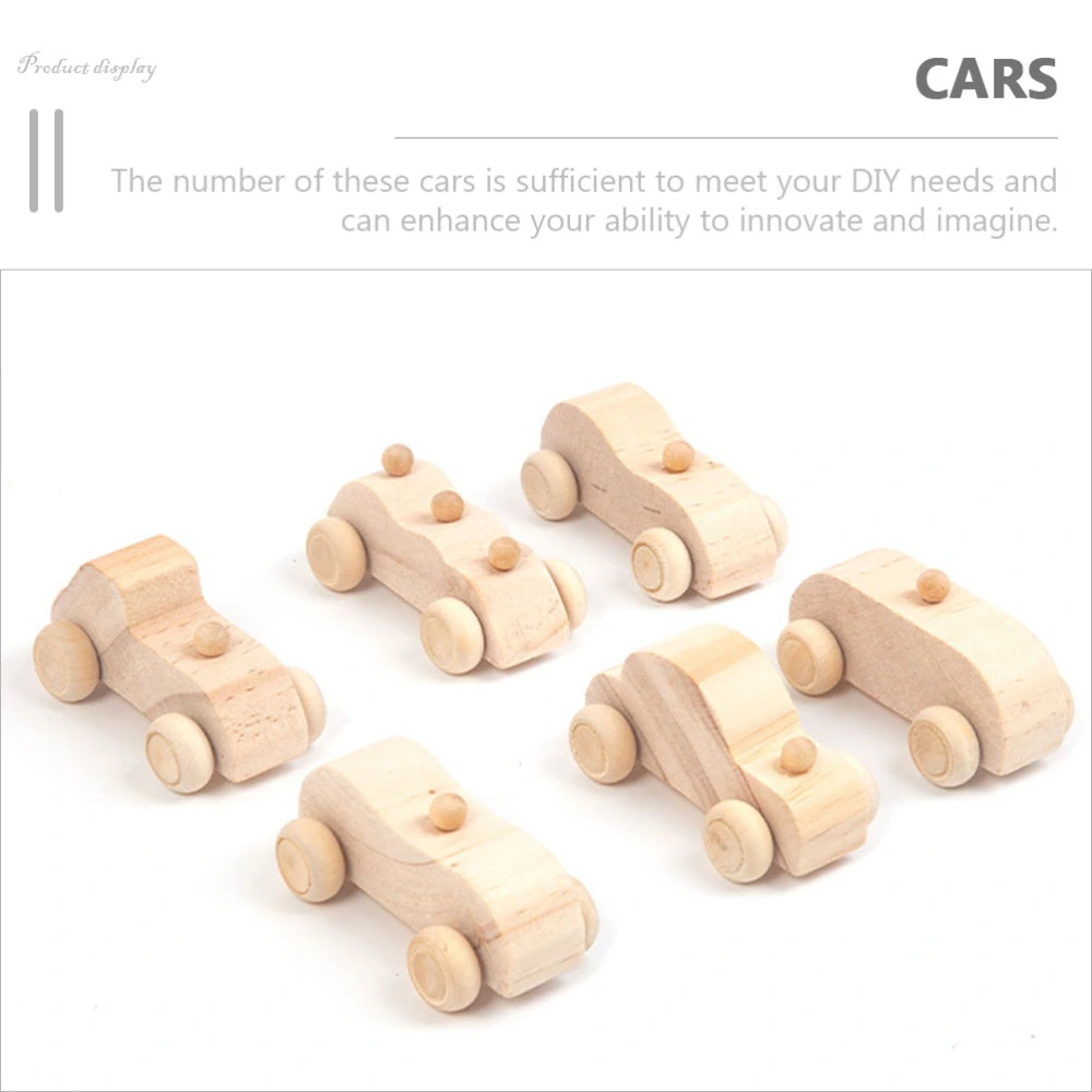 6Pcs Wood DIY Car Toys Unfinished Car Toys DIY Car Crafts Kids Graffiti Car Toys Kids Car Crafts