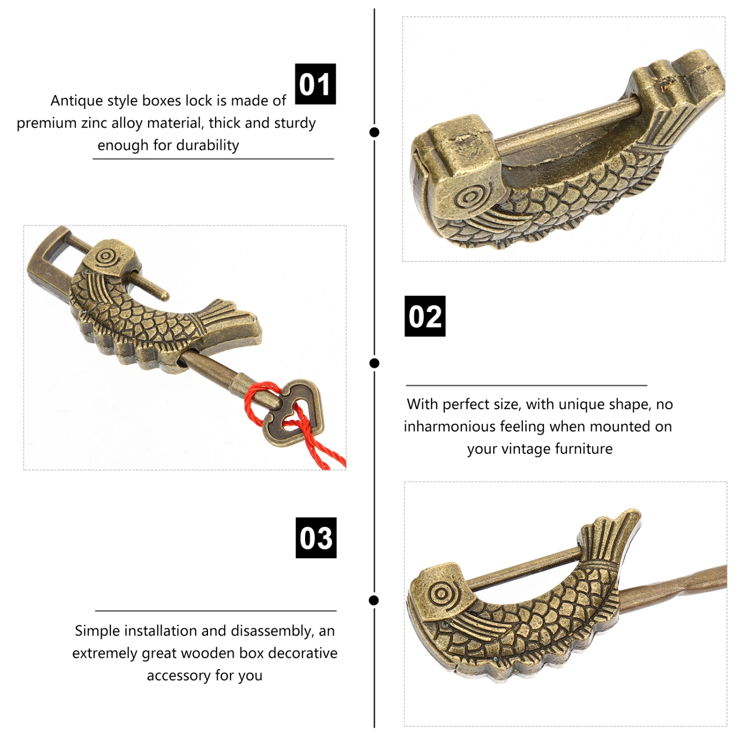 Jewelry Box Lock Decorative Wooden Box Lock Antique Jewelry Box Lock with Key