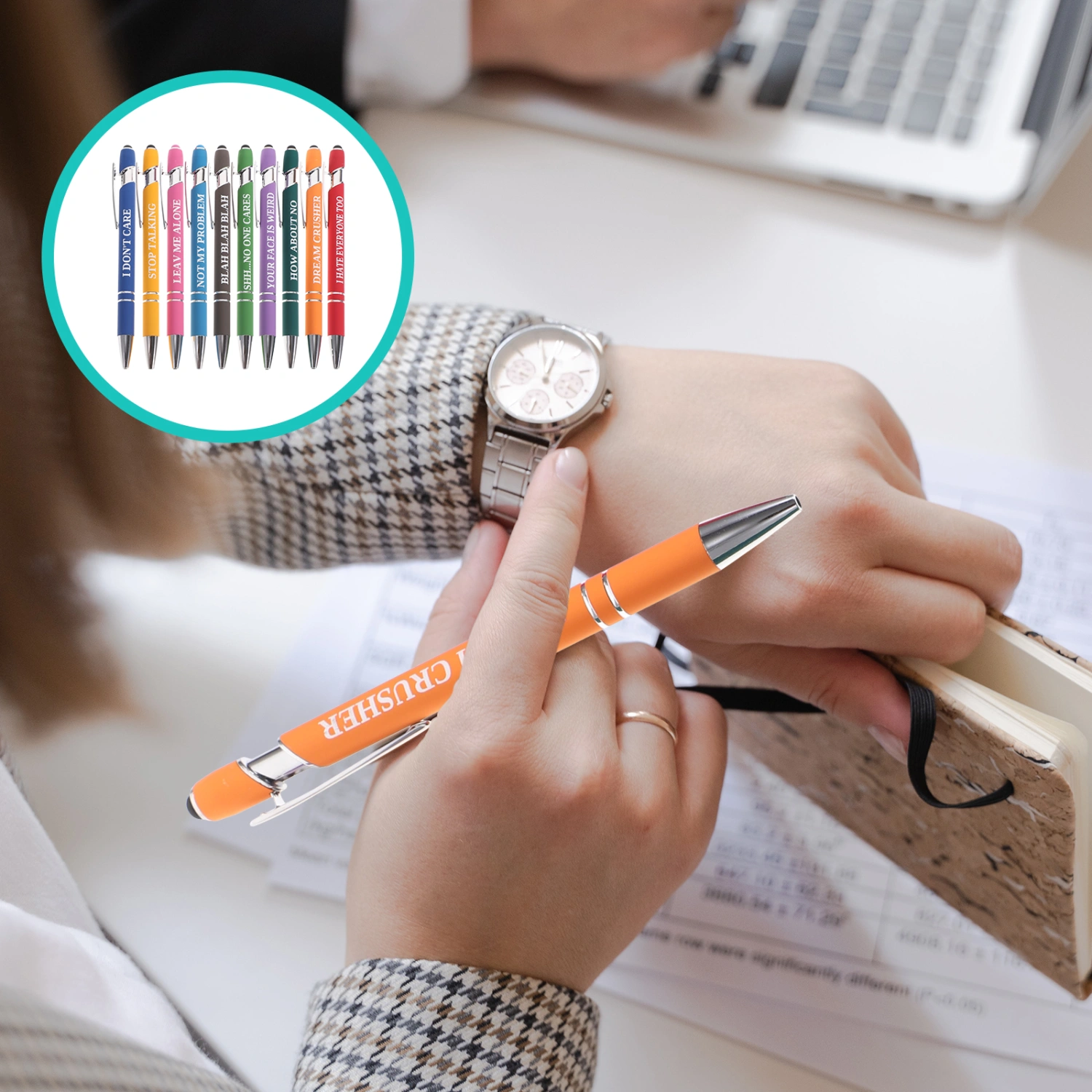 10Pcs Writing Pens with Motivational Letters Portable Ballpoint Pens Household Adult Pens