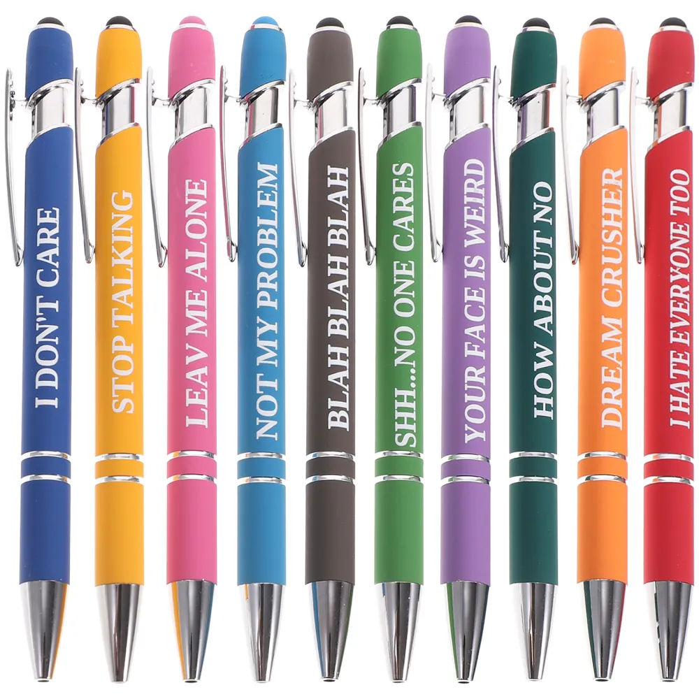 10Pcs Writing Pens with Motivational Letters Portable Ballpoint Pens Household Adult Pens