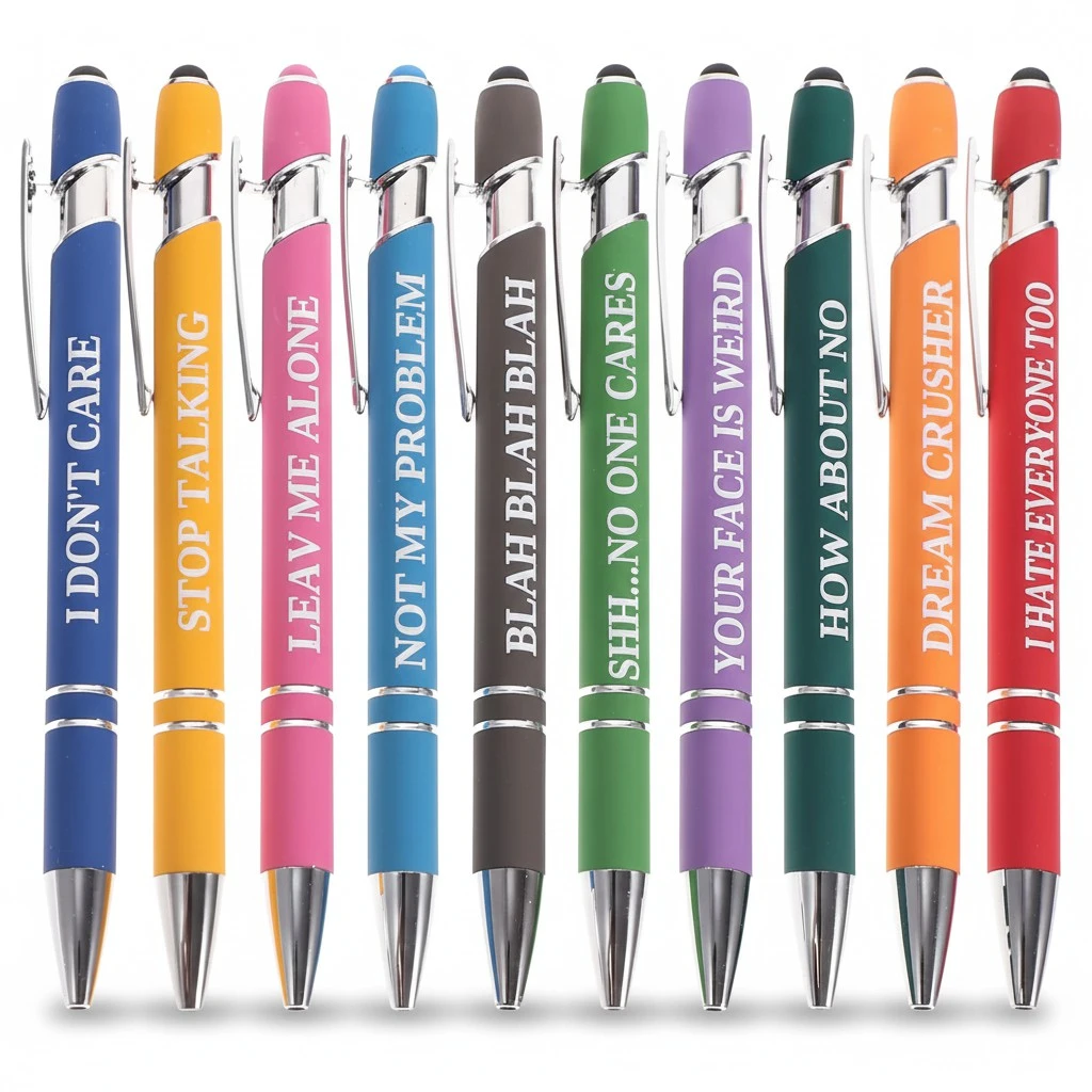 10Pcs Writing Pens with Motivational Letters Portable Ballpoint Pens Household Adult Pens