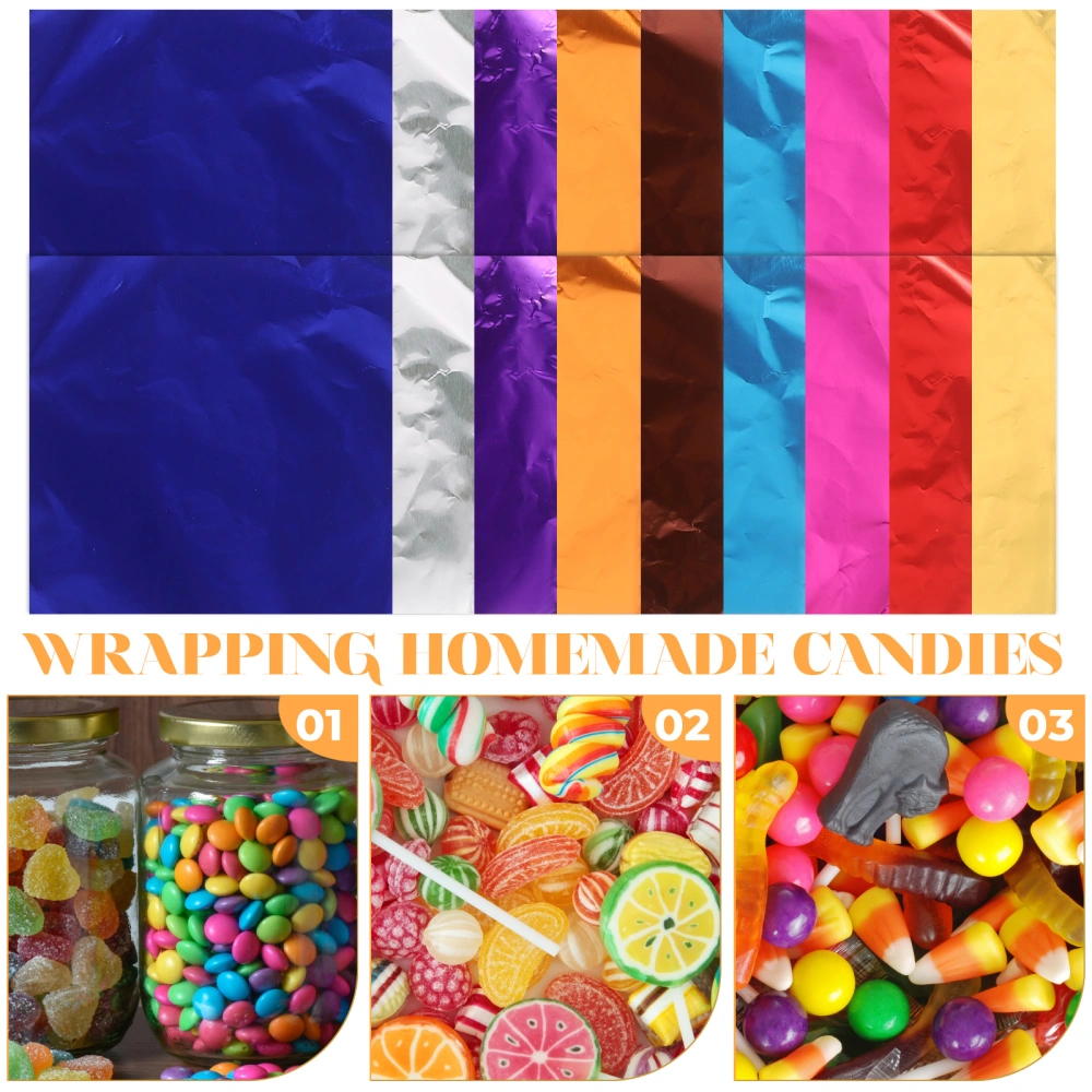 200pcs Tin Foil Papers Candy Wrappers Chocolate Caramels Wrappers Packaging Foil Candy Wrappers