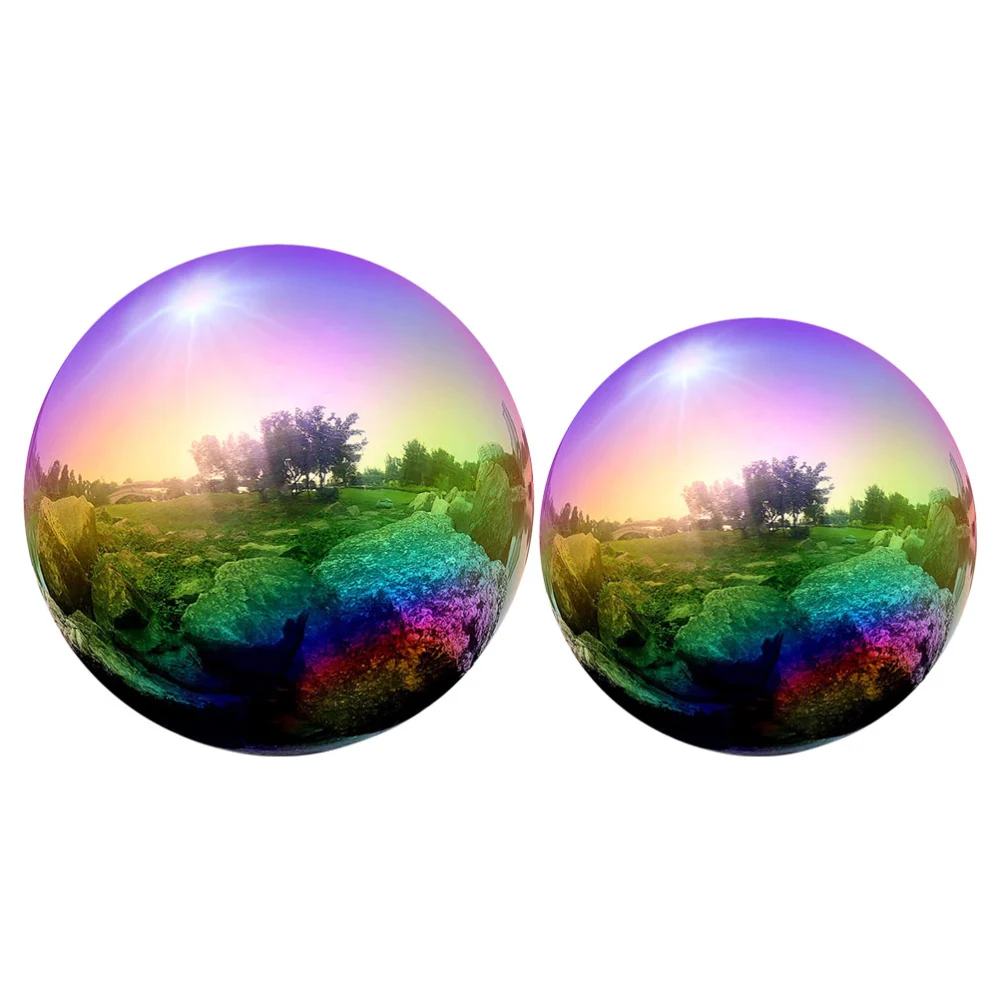 2pcs Stainless Steel Ball Mirror Surface Ball Decorative Ball Gazing Ball Outdoor Ornament