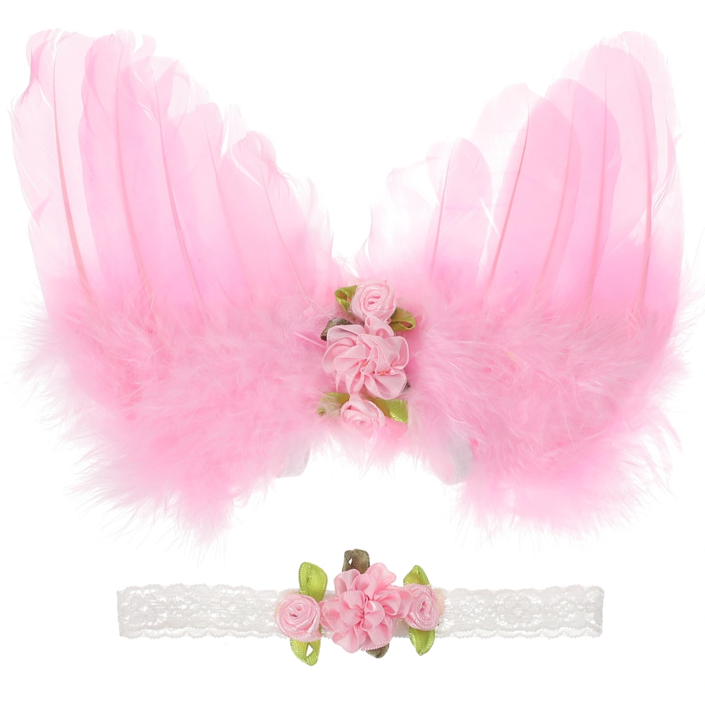 1 Set Angel Fairy Wing Baby Costume Prop Kids Cosplay Headband Photo Props