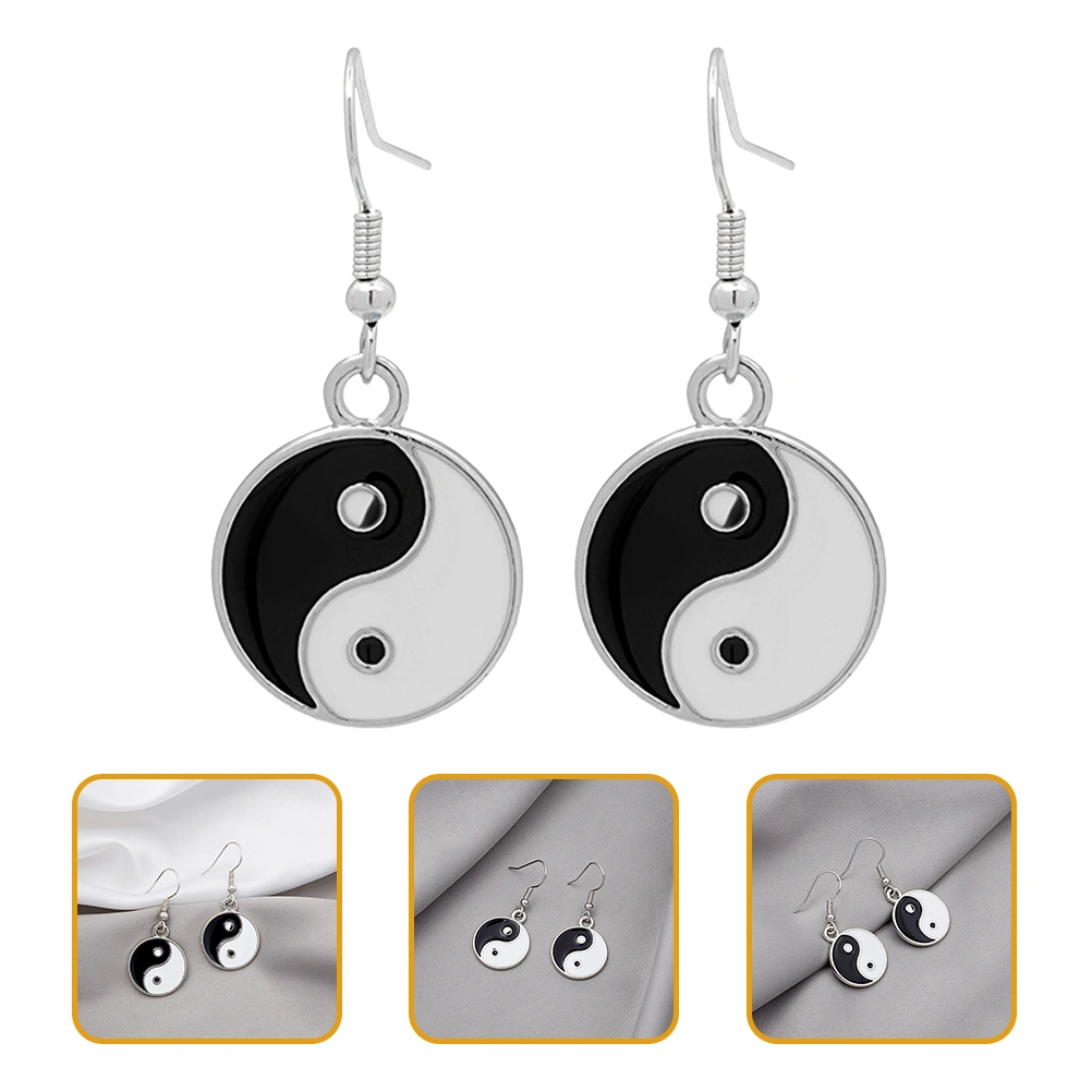 1 Pair Women Earrings Chinese Earrings Girls Black and White Earrings Ear Decorations