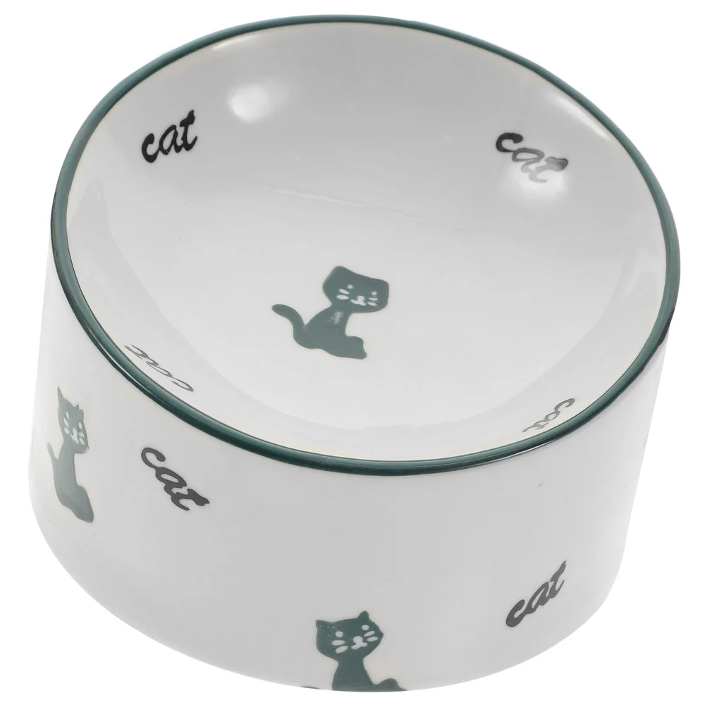 Wear-resistant Feeding Bowl Adorable Pattern Cat Bowl Ceramic Kitten Bowl Kitten Accessory