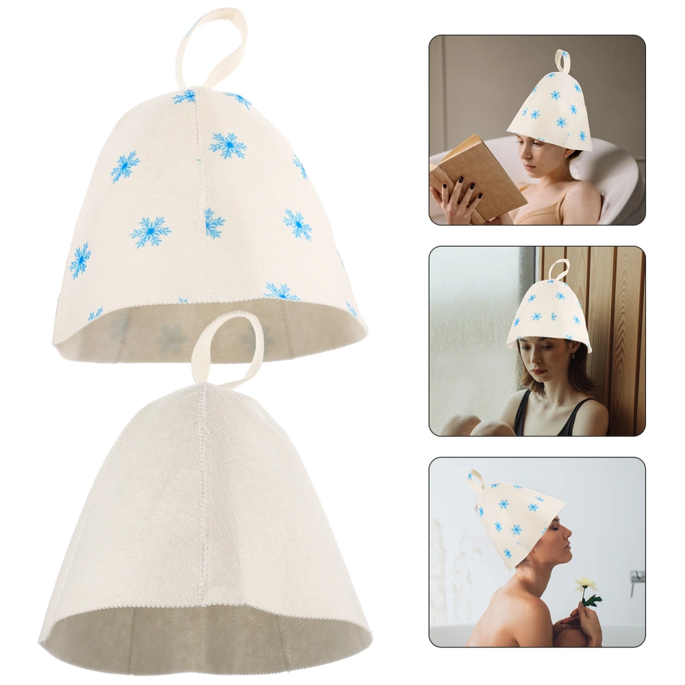 2Pcs Felt Sauna Hat Hot Dry Steam Room Bath Hats Simple Head Protection Cover Bathing Hat