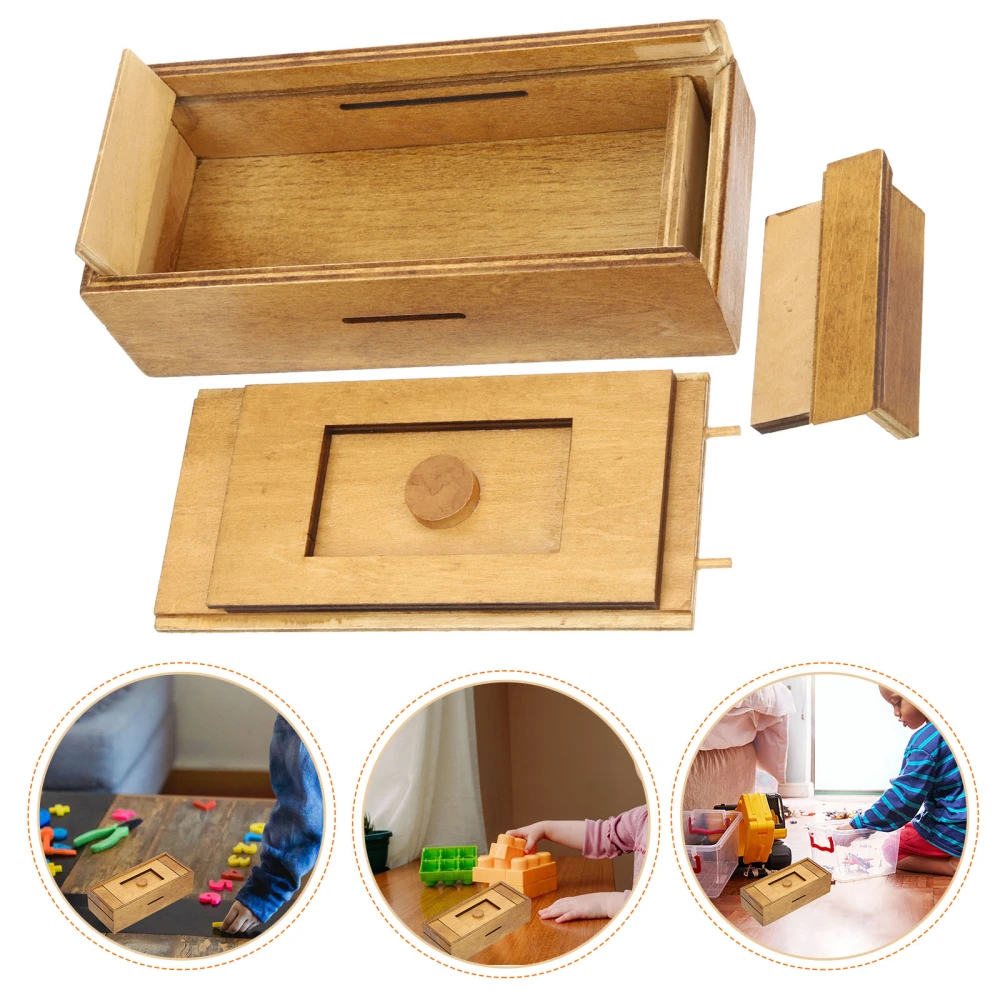 Wooden Box Toy Children Cognitive Toy Kids Box Plaything with Concealed Compartment