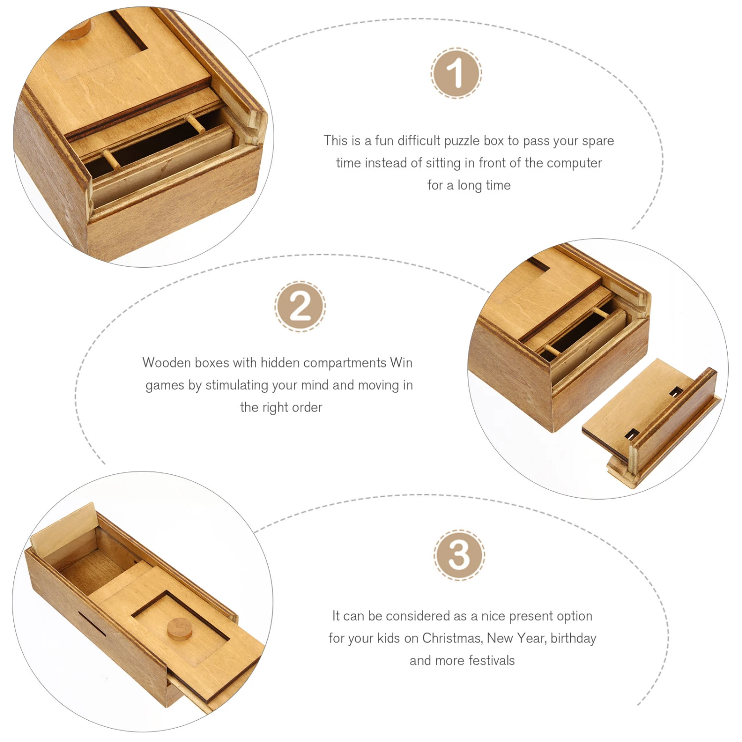 Wooden Box Toy Children Cognitive Toy Kids Box Plaything with Concealed Compartment