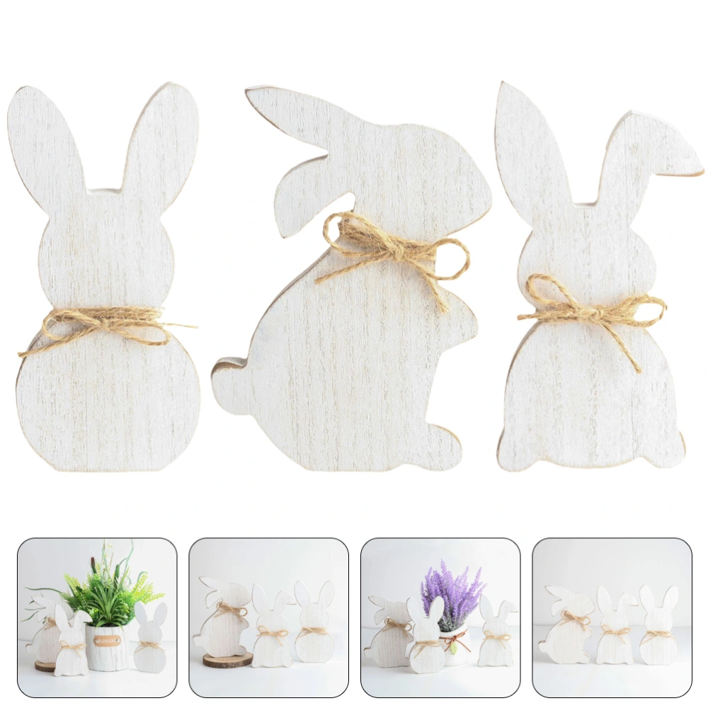 3pcs Easter Bunny Wooden Craft Rabbit Shape Wood Cutouts for Painting Drawing