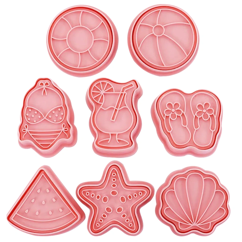 8pcs Hawaiian Cookie Cutter Biscuit Cutters DIY Silicone Biscuit Stamp Mold