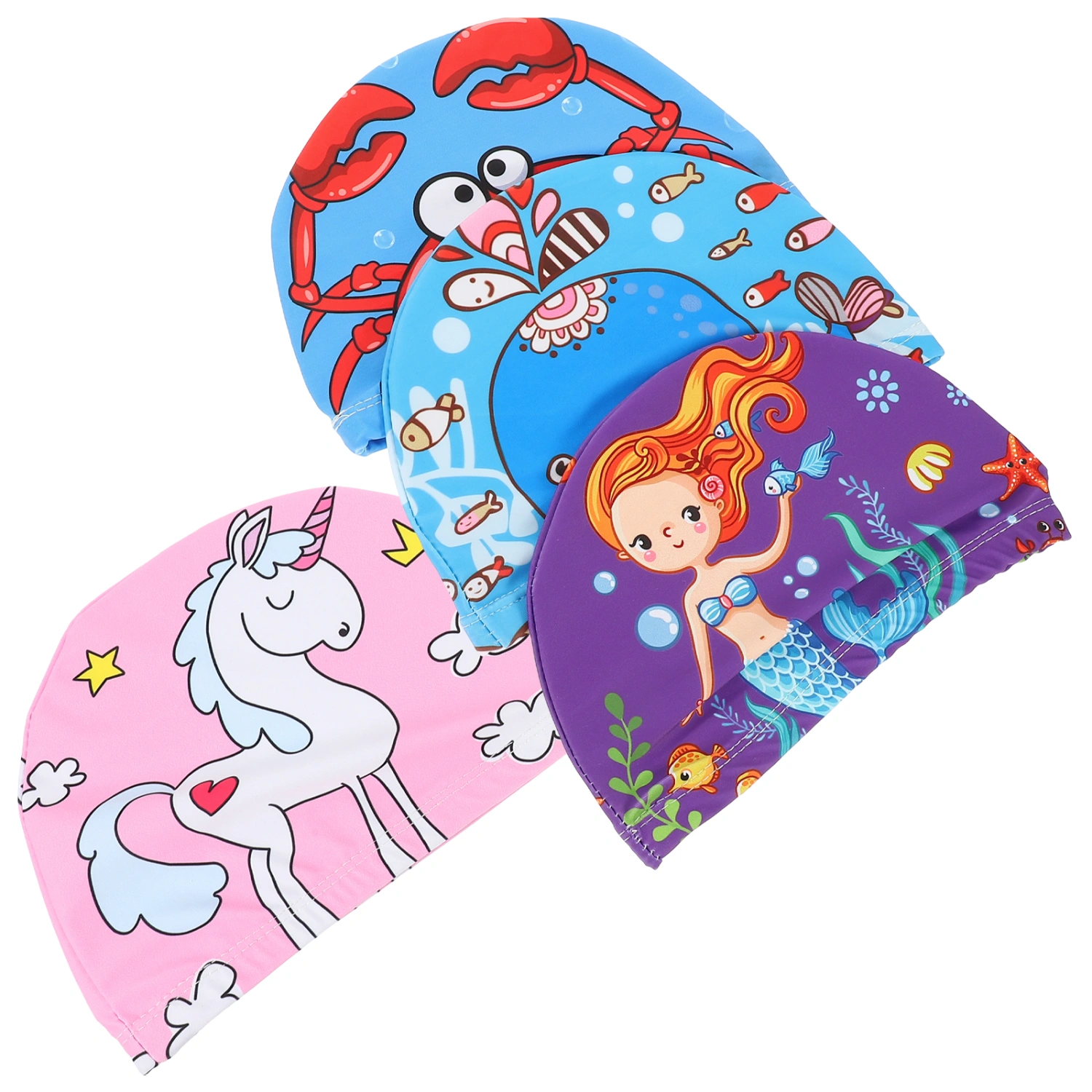 4pcs Swim Hat Flexible Swim Cap Women Men Cloth Swimming Hat Breathable Swim Cap