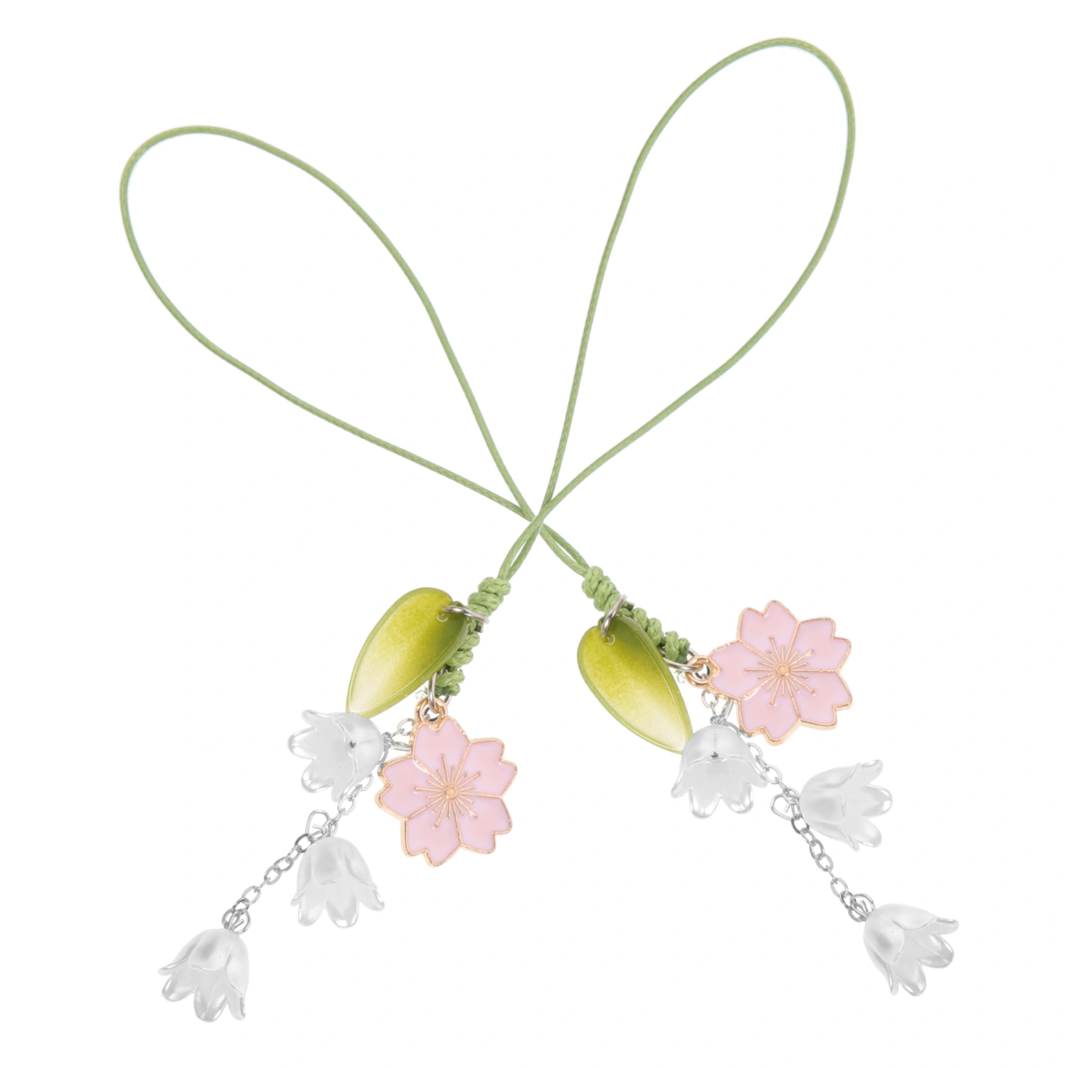 2pcs Cell Phone Straps Flower Key Chain Ornament Phone Lanyard Decor for Women