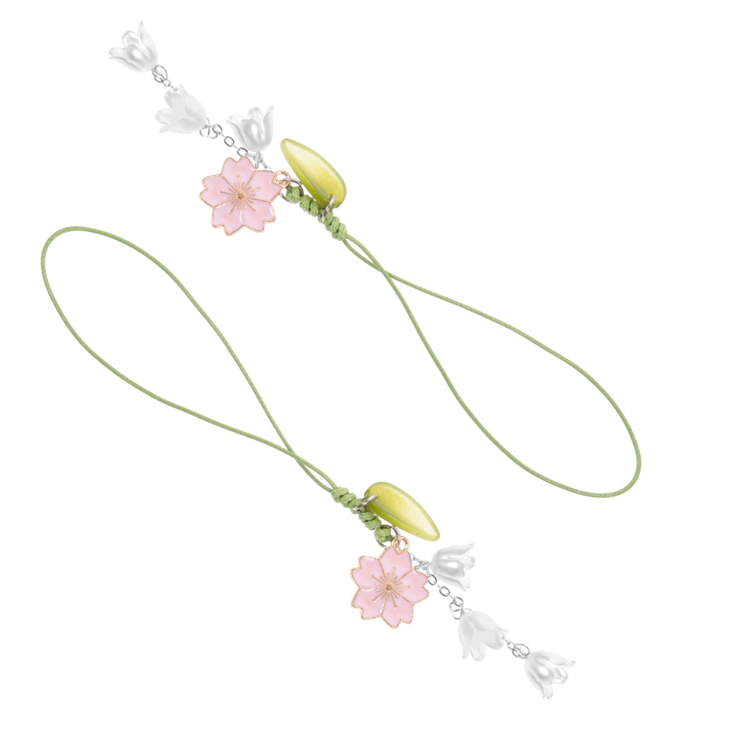 2pcs Cell Phone Straps Flower Key Chain Ornament Phone Lanyard Decor for Women