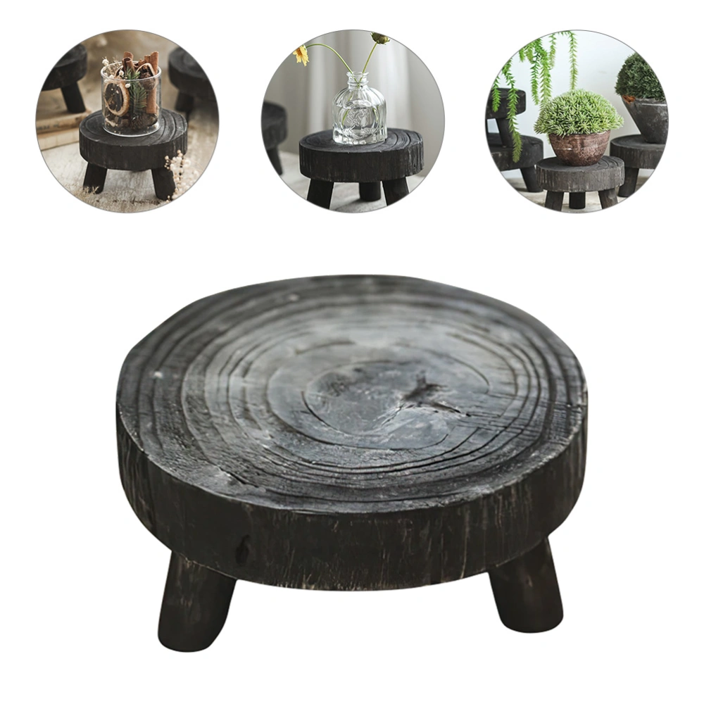 Wood Round Pedestal Stand Wood Riser Indoor Plant Stand Food Display Stand