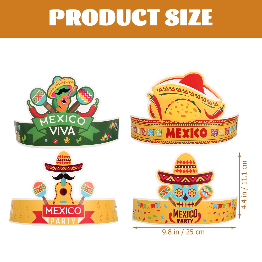 12pcs Cinco De Mayo Fiesta Paper Hats Mexican Themed Party Hats Party Supplies