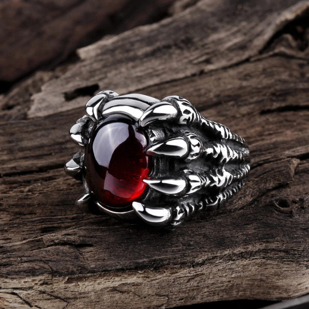 Dragon Claw Ring Red Gem Ring Gothic Punk Ring Personalized Ring for Men