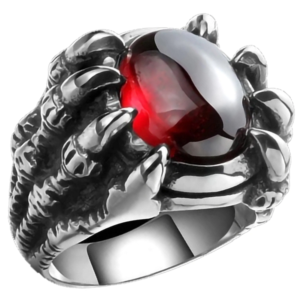 Dragon Claw Ring Red Gem Ring Gothic Punk Ring Personalized Ring for Men
