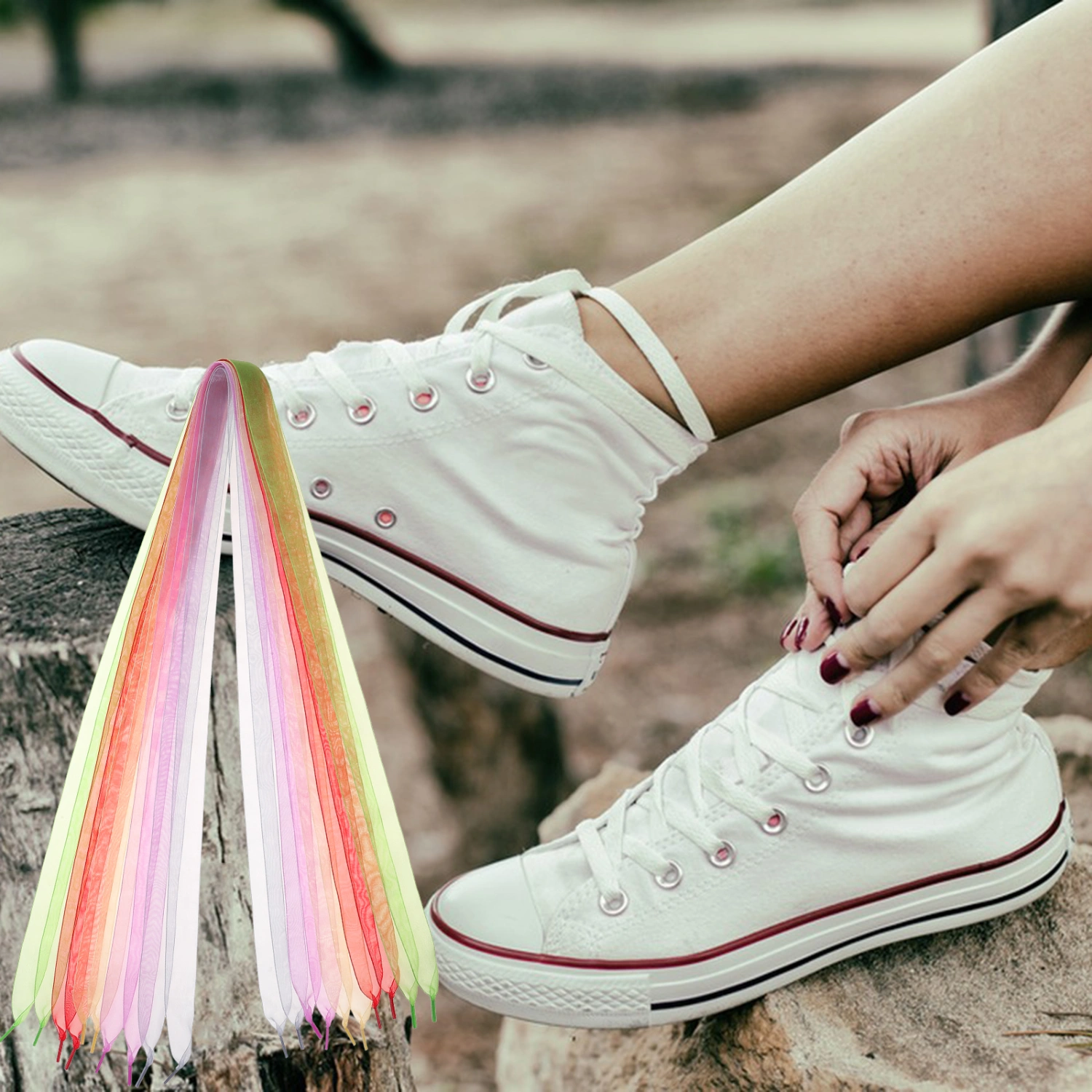 5pcs Ribbon Shoelaces Chiffon Shoe Laces Colored Shoe Strings Sneakers Shoe Laces