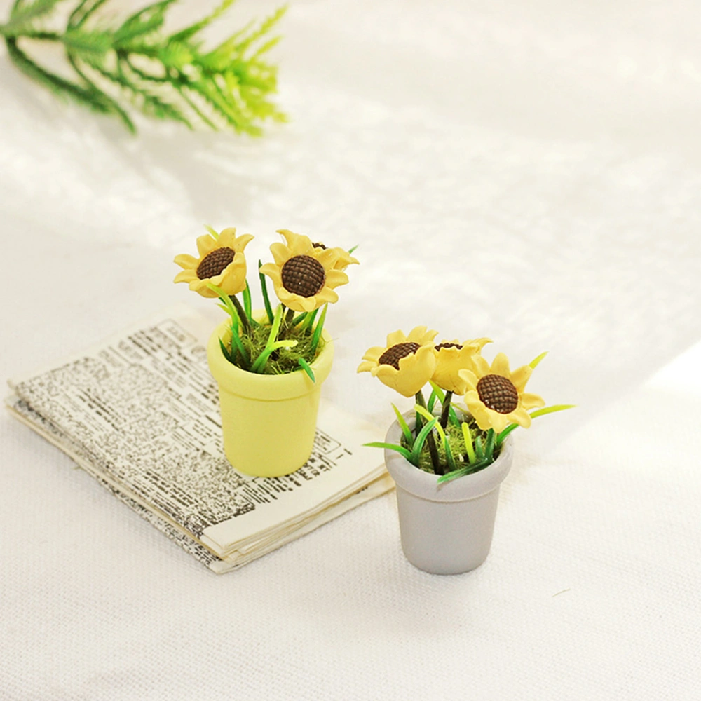 Miniature Potted Plant Mini House Sunflower Tiny House Potted Plant Mini House Accessory