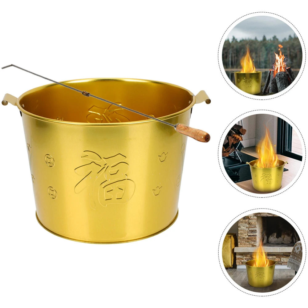 Metal Treasure Bucket Burning Paper Bucket Home Fire Bucket Treasure Basin