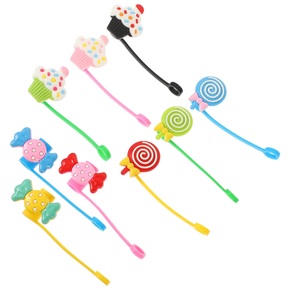 9pcs Unique Cartoon Design Straw Cap Reusable Drinking Straw Cover Safe Straw Protector