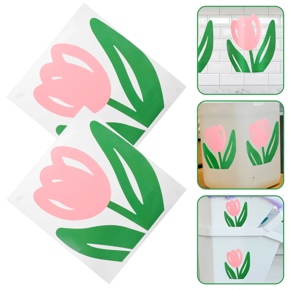 Tulip Flower Wall Decal DIY Floral Trash Bin Decal Desk Sticker for Bedroom School