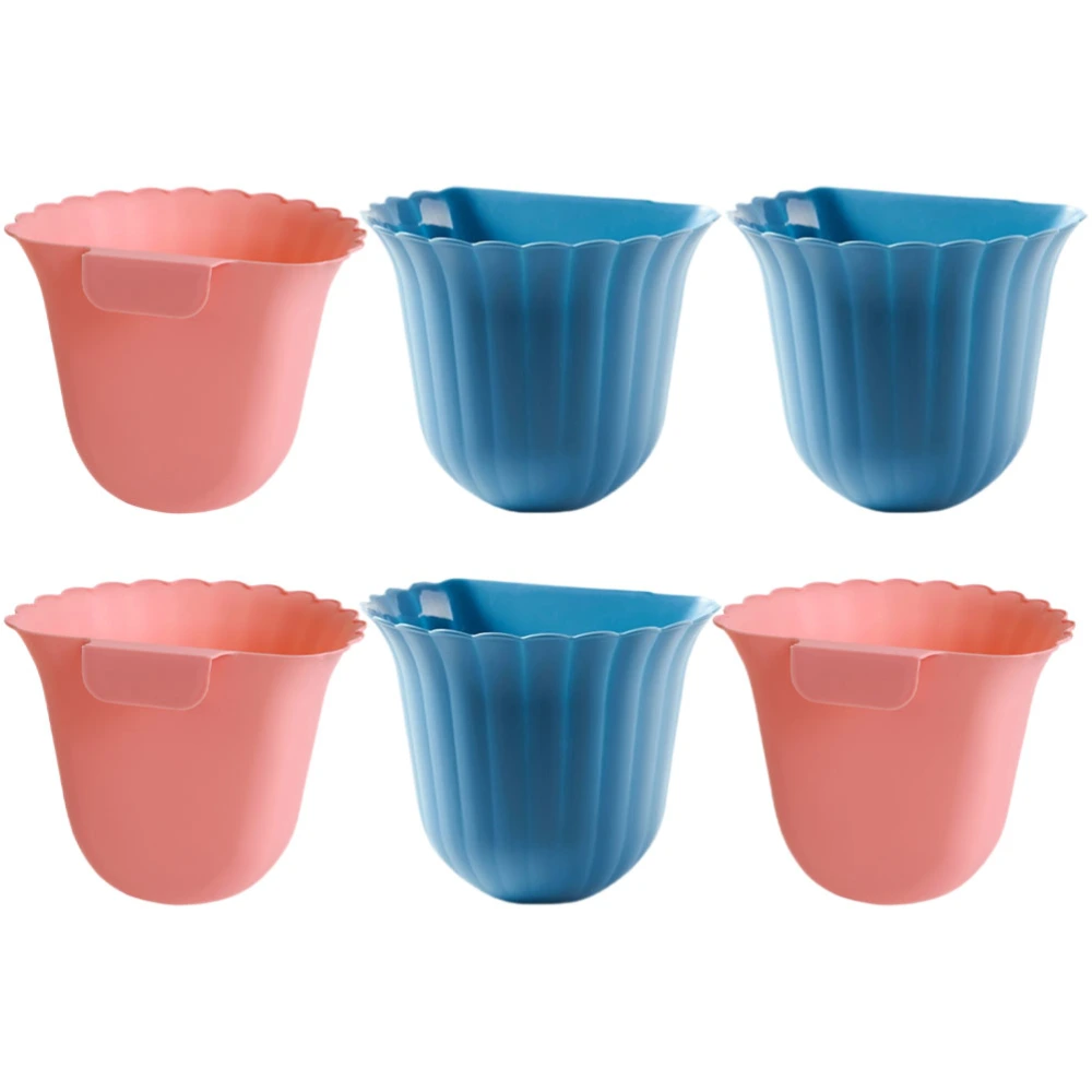 6pcs Hanging Trash Can Kitchen Waste Bin Flower Shape Garbage Container