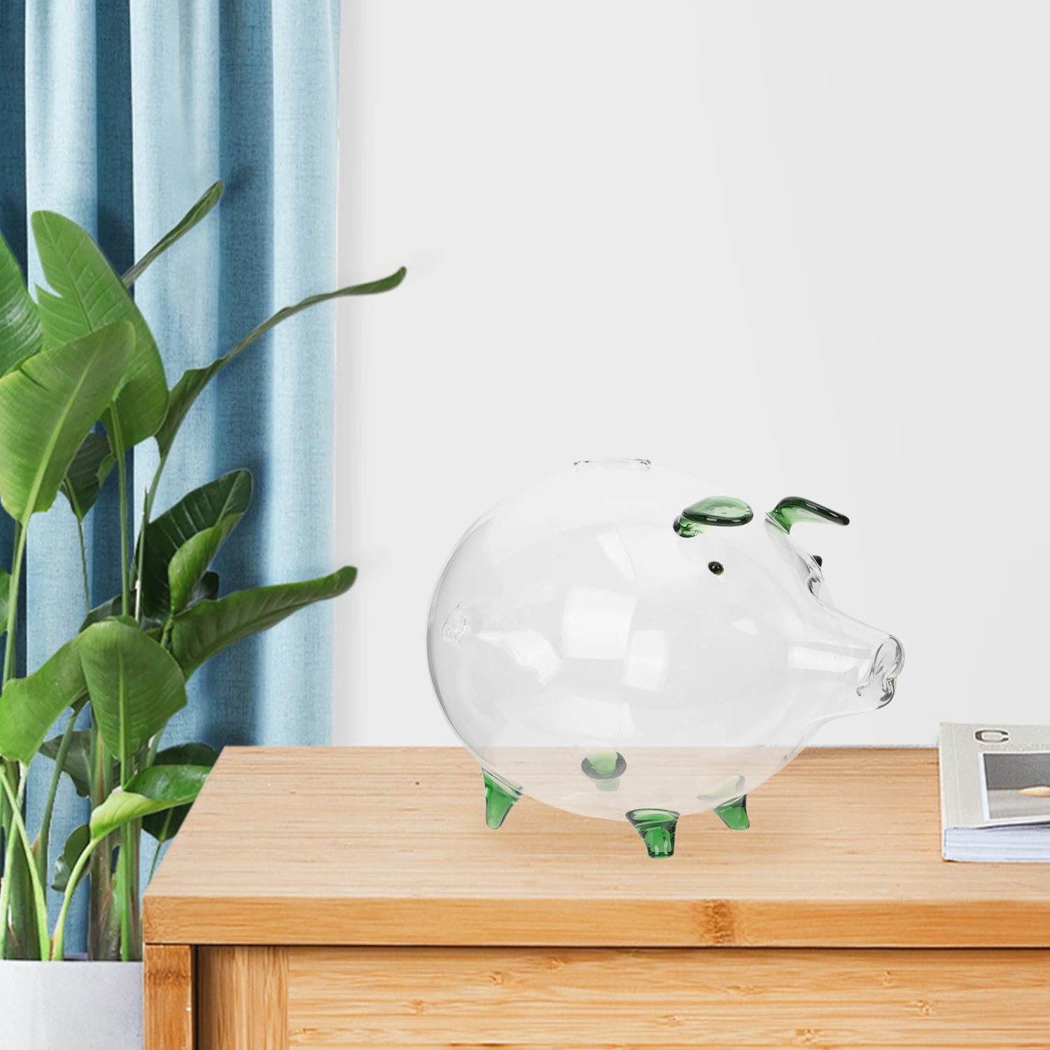 Transparent Glass Piggy Bank Lovely Pig Shaped Money Pot Glass Coin Saving Pot Desktop Decor