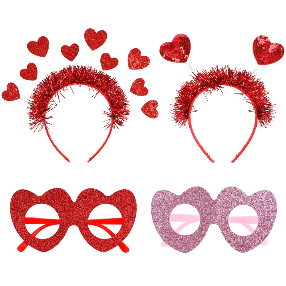 Frcolor Valentine's Day Eyeglasses Hairbands Valentine Hair Accessories Headdress Heart Shaped Photo Props