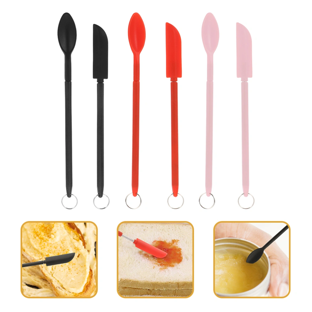 3 Sets Silicone Spatula and Spoon Extension-type Cosmetic Spatula and Spoon