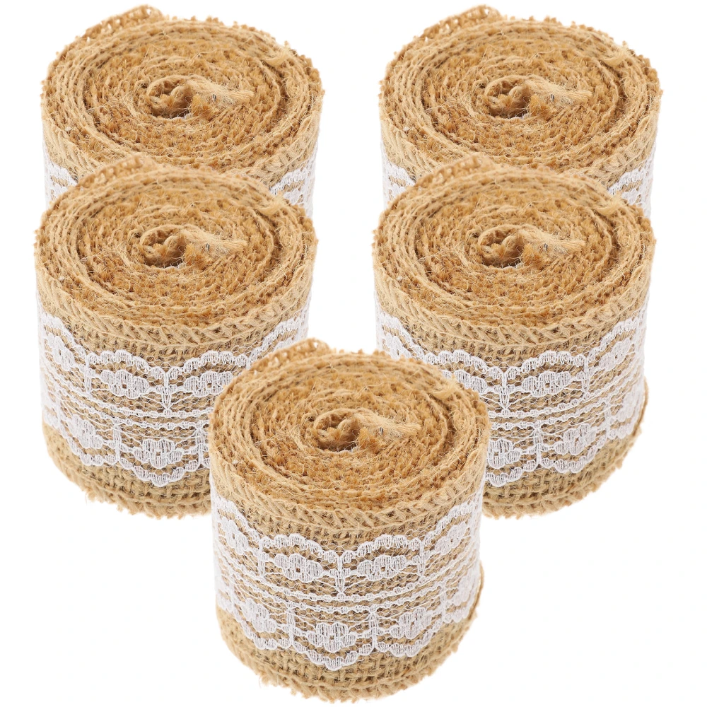 5 Rolls Weaving Ribbon Jute Lace Ribbon for DIY Crafts Party Decoration