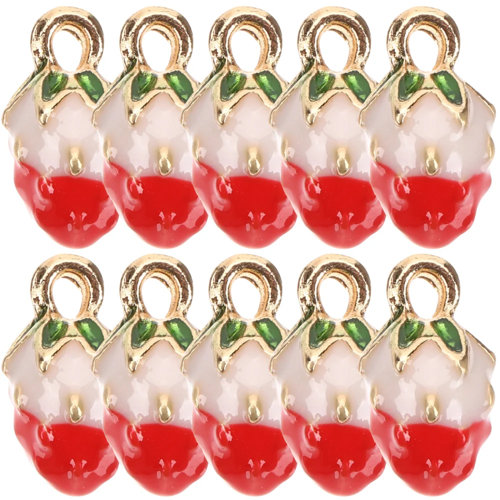 10pcs Strawberry Jewelry Charms DIY Enamel Charms Necklace Bracelet Craft Decoration