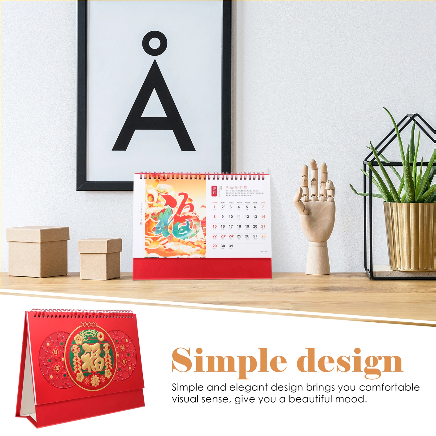 Chinese Style Desk Calendar 2023 Year Calendar Adornment Multi-function Table Calendar Decor