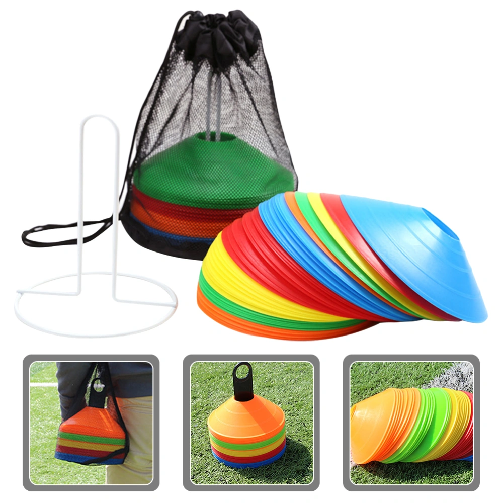 1 Set Soccer Cone Soccer Training Disc Plastic Soccer Cone with Mesh Bag and Stand Football Cone