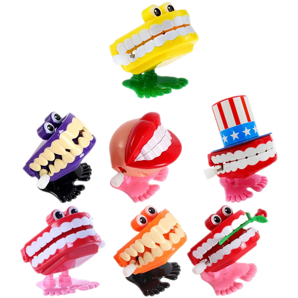 7Pcs Festival Wind-up Toys Funny Clockwork Toys Adorable Tooth Figure Wind-up Toys(Random Style)