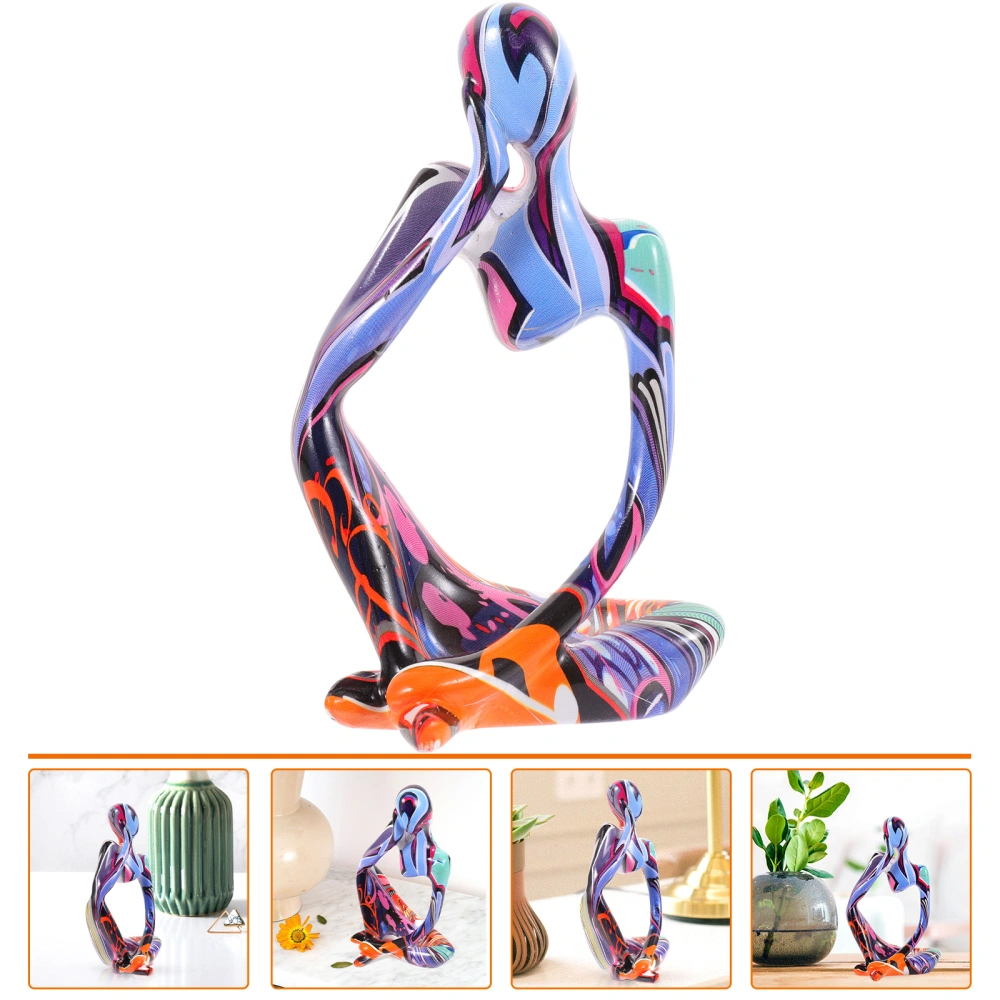 Bookshelf Thinker Statue Decor Desktop Graffiti Abstract Thinker Statue Colorful Sculpture