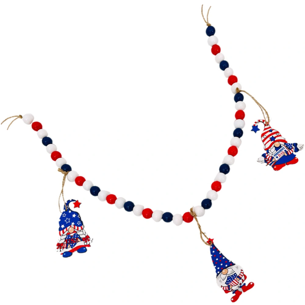 American Independence Day Themed Beaded Gnome Pendant Wood Beads Garland