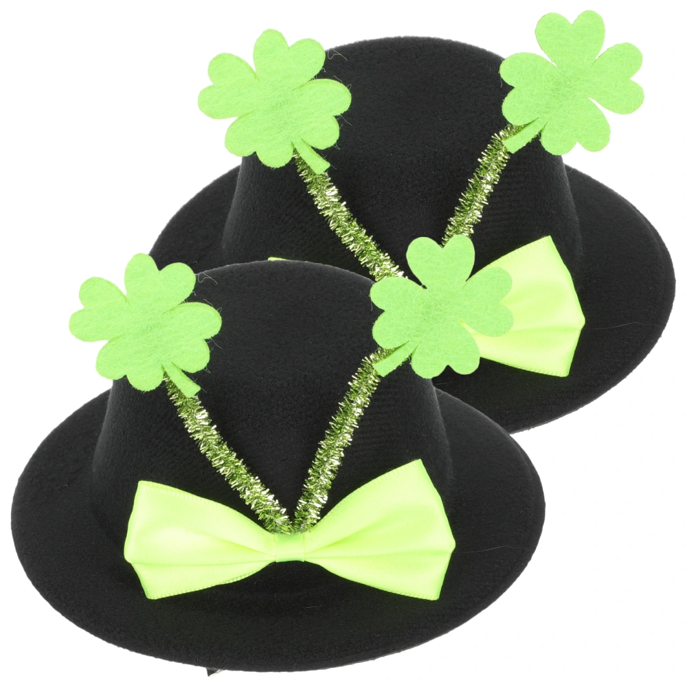 2pcs Clovers Hat Hair Barrettes Clovers Designed Hair Clips Hair Barrettes Party Favors