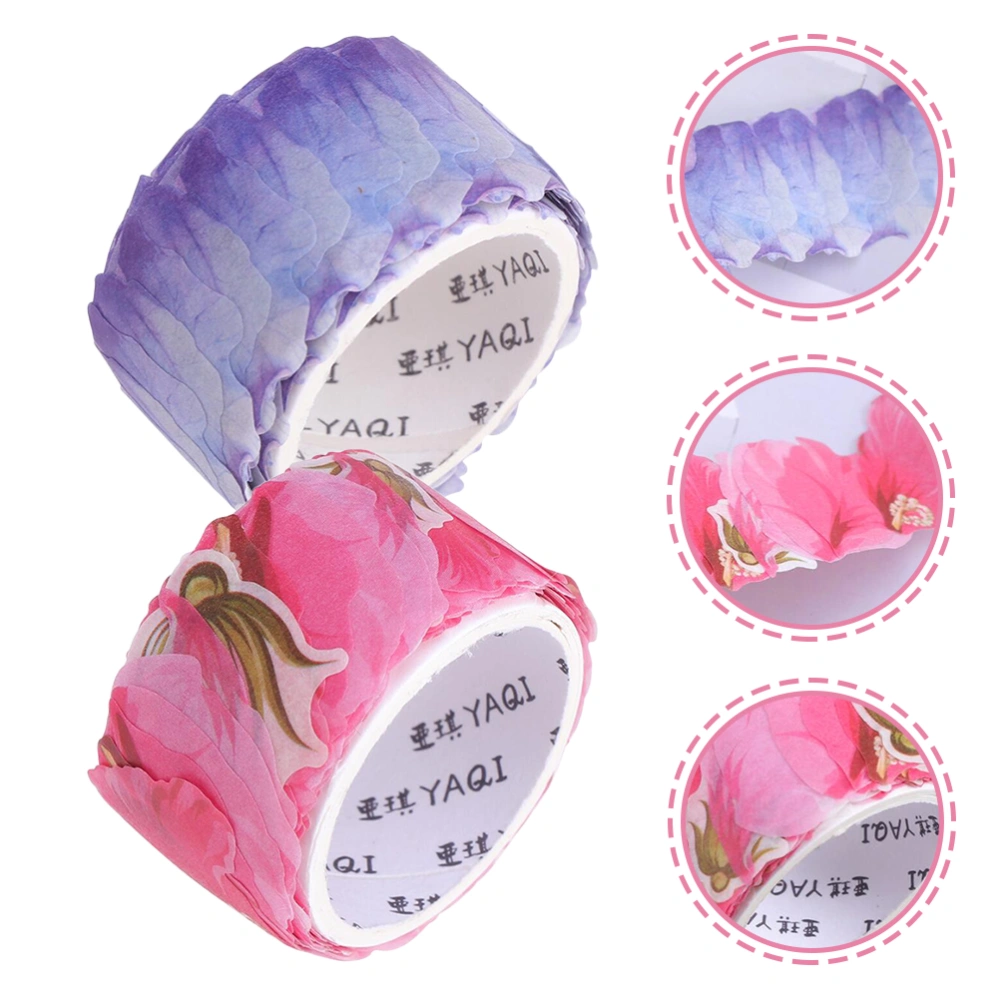 2 Rolls Floral Petal Masking Tapes Crafts Decorative Decals DIY Scrapbook Tapes